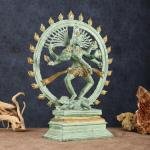 Vintage Brass Nataraja | 20" x 17" x 6" | 12 kg | Green Patina | Dancing Shiva Cosmic Dance | Sacred Hindu Art | Jaipurio